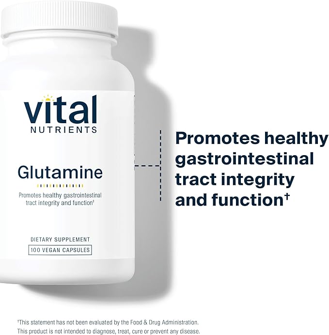 Vital Nutrients Glutamine - 3400mg L-Glutamine - Healthy Gastrointestinal Tract Function - Gluten Dairy Soy Free - Non-GMO - 90 Glutamine Capsules
