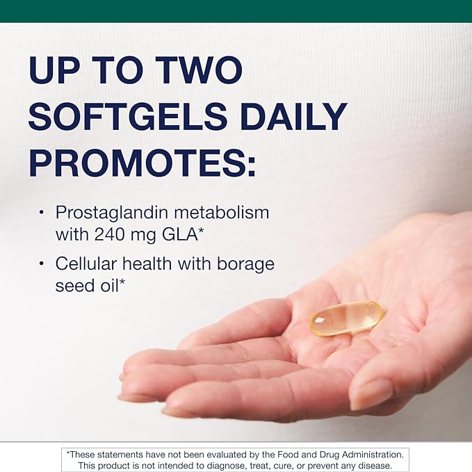 Metagenics OmegaGenics Borage Seed GLA Oil 240 mg - Gamma-Linolenic Acid (GLA) Supplement - Supports Cellular Skin &amp Heart Health* - with Vitamin E - High Potency Non-GMO Gluten-Free - 90 Softg