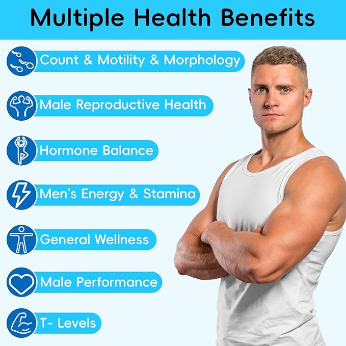 Male Fertility Supplements Advanced Fertility Supplement for Men Optimal Sperm Count Motility &amp T-Level with Maca Root Tribulus Terrestris Zinc CoQ10 Pre Conception for Him 90 Caps