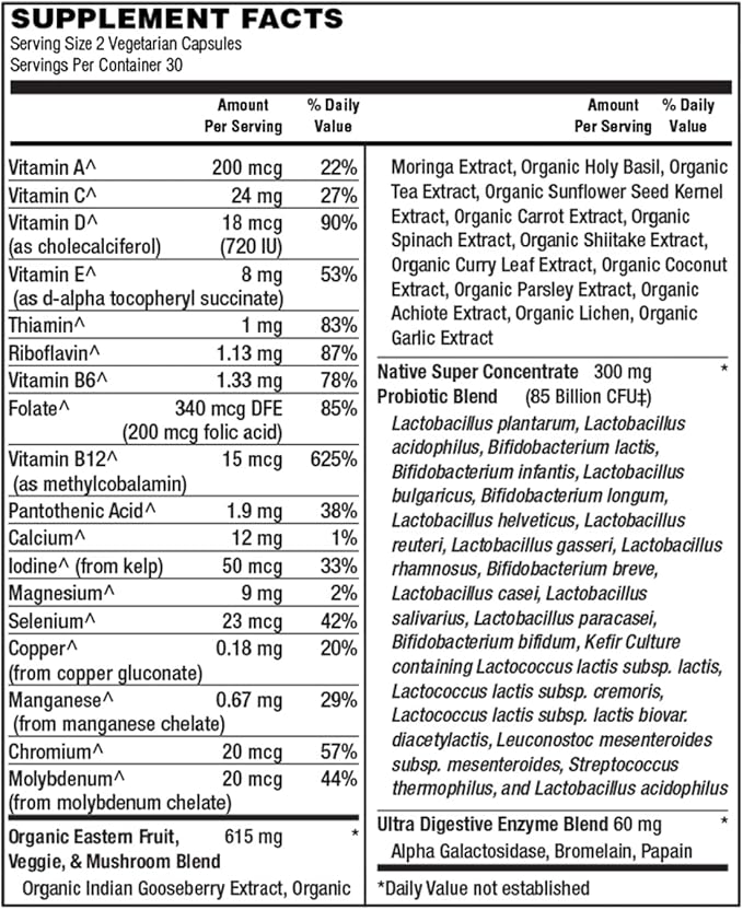 Holly Hill Health Foods Women's 85 Billion Probiotic Formula 60 Vegetarian Capsules