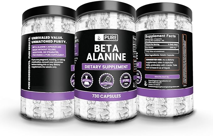 Pure Original Ingredients Beta Alanine (730 Capsules) Always Pure No Additives Or Fillers Lab Verified