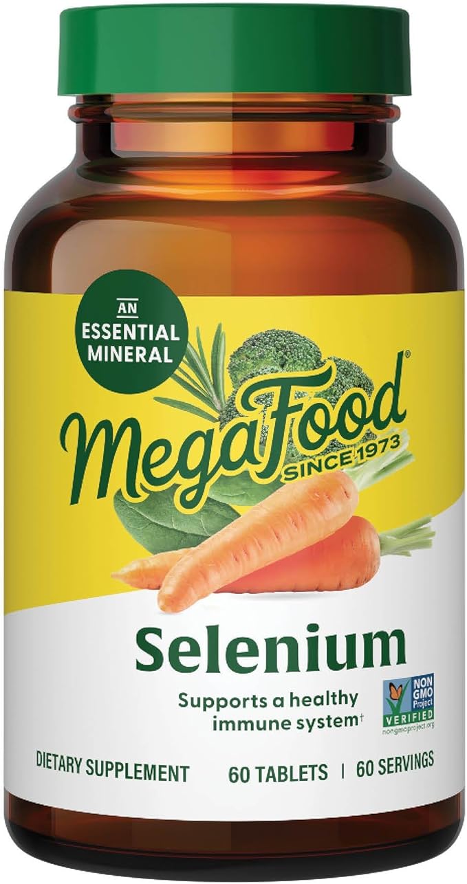 MegaFood Selenium - Selenium 50 mcg - Supplement with Food &amp Herb Blend - Immune Support - Vegan Non-GMO - Made Without 9 Food Allergens - 60 Tablets (60 Servings)