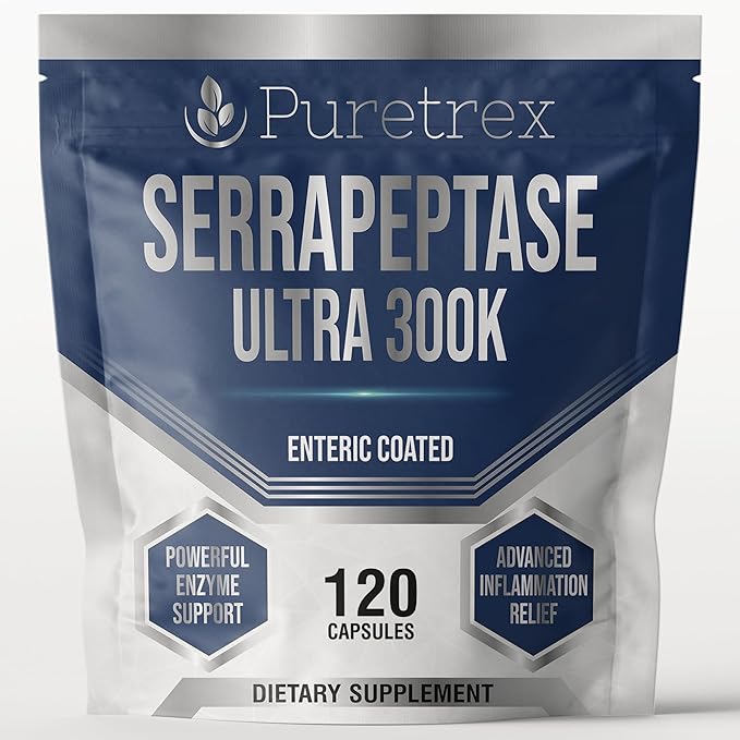 Serrapeptase Ultra 300K Enteric Coated Dietary Supplement 120 Capsules Powerful Enzyme Support Advanced Inflammation Relief Vegan Gluten Free Sugar Free
