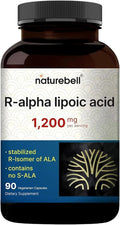 NatureBell R-Alpha Lipoic Acid - 90 Capsules - Delivers 1200mg R-ALA Per Serving - Antioxidant &amp Cellular Energy Support* - Stabilized R-Isomer ALA - Non-GMO &amp Gluten-Free