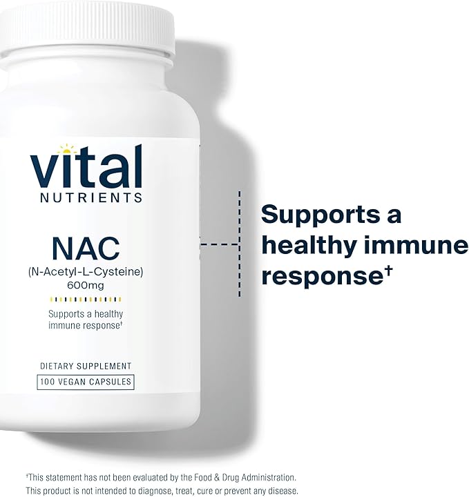 Vital Nutrients NAC 600mg - N-Acetyl Cysteine - Vegan NAC Supplement - Antioxidant for Sinus Liver Immune and Respiratory Health* - Gluten Dairy Soy Free - 100 Capsules