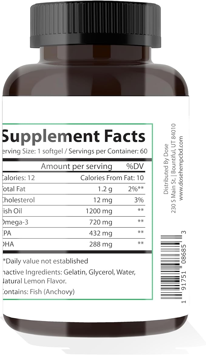 DOSE Omega3 Fish Oil – Support Heart Brain &amp Joint Health - 60 Capsule