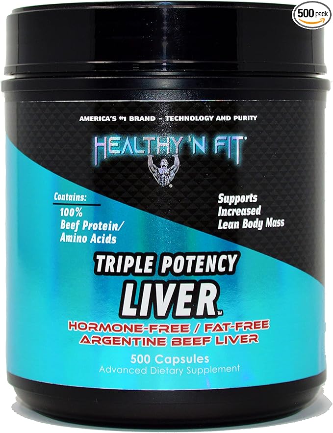 Healthy 'N Fit Triple Potency Liver (500 Capsule Mega-Value) - Pure Argentine Desiccated Beef Liver. Grass Fed Hormone Free Pasture Raised No Fillers.