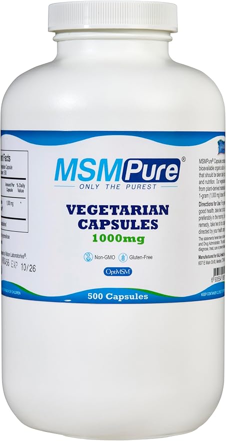 KALA HEALTH MSMPure MSM Capsules 500 Count and MSM Gel with Organic Aloe 8oz Bundle