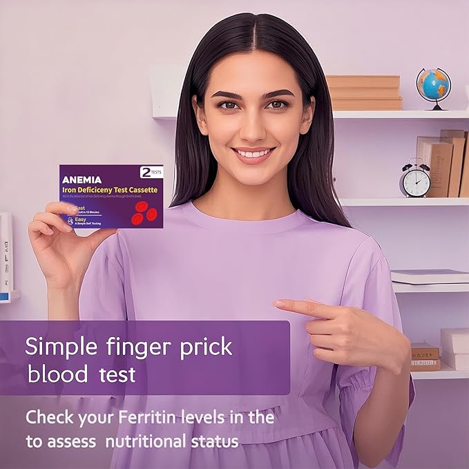 Iron Deficiency Test Kit [2 Tests] – Ferritin Anemia Home Test Kit for Iron Level Detection in 15 Minutes – Convenient Home Test for Adults &amp Children