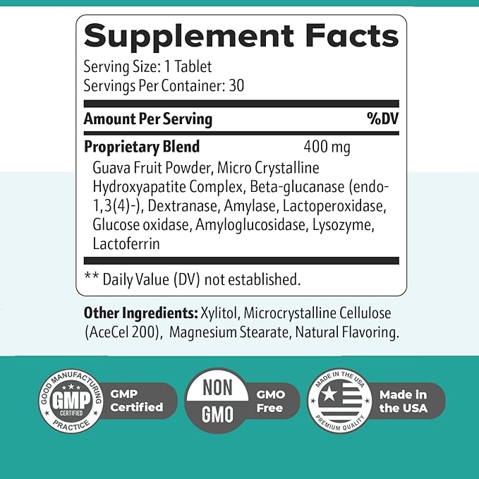 Synadentix Oral Care Tablets – Natural Formula with Hydroxyapatite &amp Enzyme Blend – Non-GMO Easy-to-Use Dissolving Tablets – 30 Count Made in USA GMP-Certified Facility 3 Month Supply
