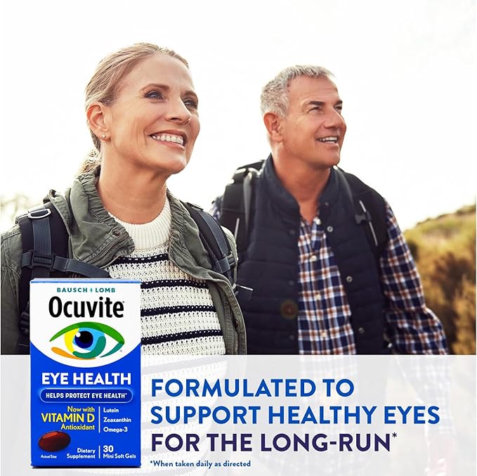 Ocuvite Eye Health Supplement with Vitamin D Mini Softgels 30 Count (Pack of 2)