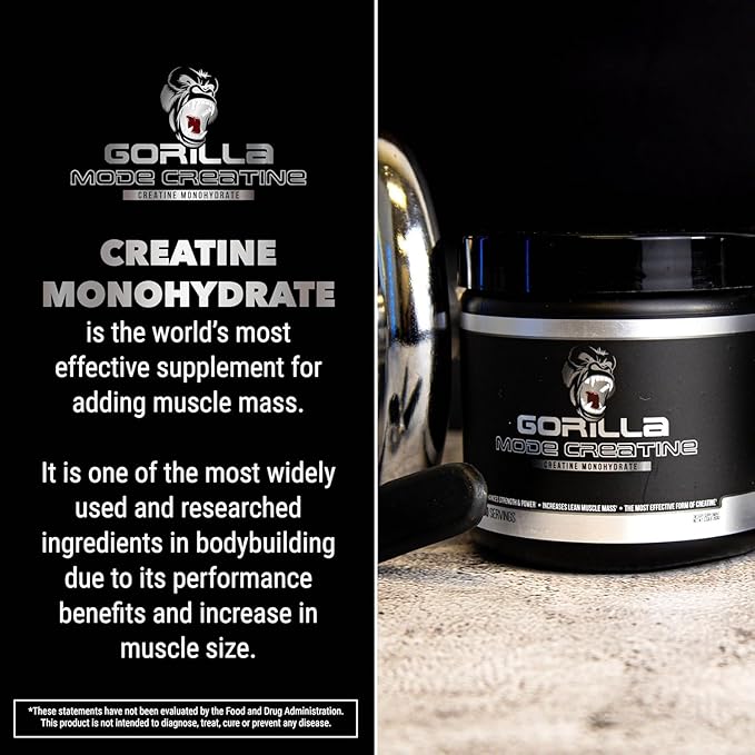 Gorilla Mind Pre Workout (Cherry) + Creatine (100 Serv.) - Comprehensive Stack for Improved Strength Power Output and Muscle Size