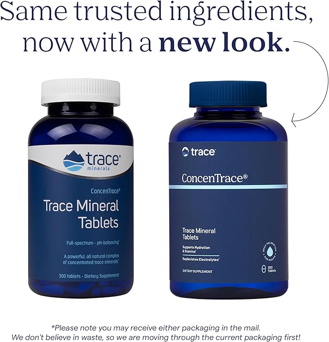 Trace Minerals ConcenTrace Trace Minerals Tablets - Daily Supplement for Overall Wellness - Natural Energy Bone Strength Healthy Connective Tissue &amp Immune System Support - 300 Count (100 Servin