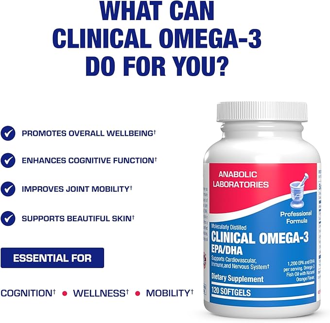 Clinical Omega 3 Fish Oil Supplement with EPA and DHA - 120 Orange Flavored Softgels for Heart Immune and Nervous Health - 1200mg of Molecularly Distilled Omega-3