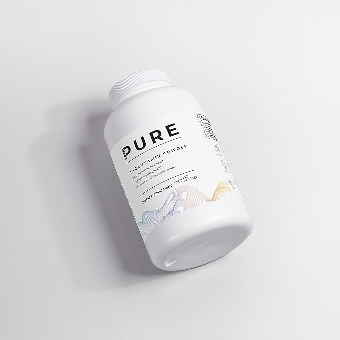 PURE LIFE L-Glutamine Powder – 10.6oz (300g) – Unflavored Pure L-Glutamine Supplement Powder for Energy Muscle Support &amp Gut Health – Made in USA
