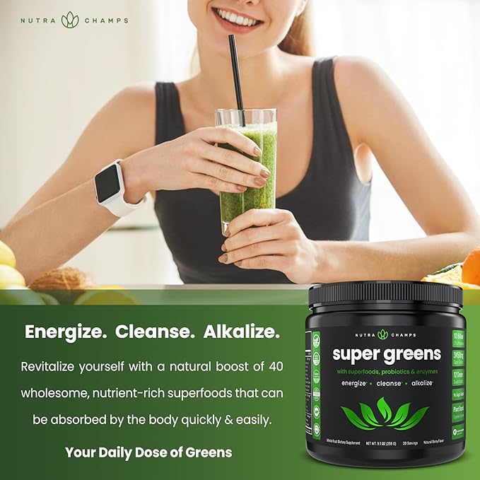 NutraChamps Complete Workout &amp Energy Bundle - Super Greens &amp Creatine Gummies.