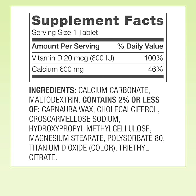 Spring Valley Calcium Plus Vitamin D Tablets Dietary Supplement Bone Health VIT D 20 mcg 600 mg 250 Count + Exclusive VitaMax Vitamin Guide (2 Items)