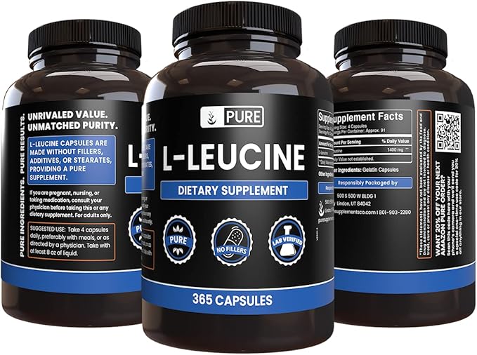 Pure Original Ingredients L-Leucine (365 Capsules) No Magnesium Or Rice Fillers Always Pure Lab Verified