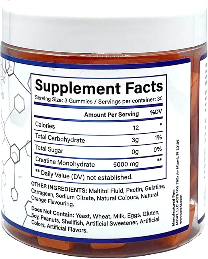 Creatine Monohydrate Gummies 5000 mg for Men &amp Women Sugar Free Creatine Gummies Orange Flavor