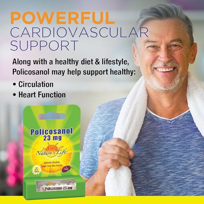 Nature's Life Policosanol 23mg | Support for Cardiovascular Health Blood Circulation &amp Healthy Heart Function | 60 Tabs