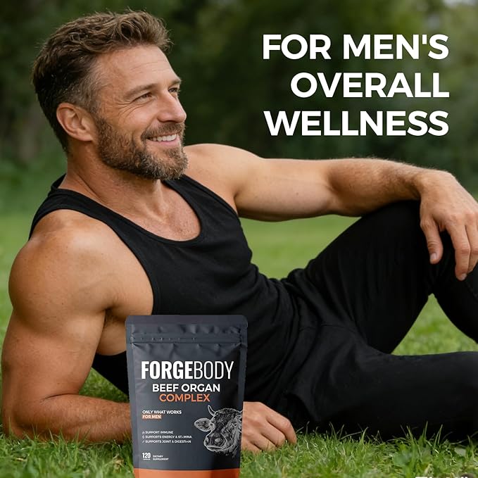 Forgebody Beef Organ Complex Supplement 120 Capsules Grass Fed Beef Liver Capsules Immune Support Gluten Free Non-GMO (1)