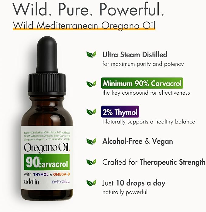 adalin Black Seed Oil Organic Cold Pressed 8.4 fl oz with Travel Size Oil of Oregano 0.34 fl oz | Black Cumin Seed | Nigella Sativa | High Thymoquinone &amp Carvacrol | Glass Bottle | Gluten Free