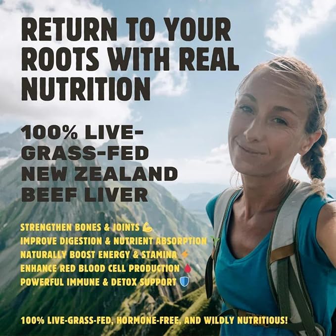 FREZZOR New Zealand 100% Live-Grass-Fed Beef Liver 360 Capsules Supports Energy Production Detoxification Digestion Immunity and Full Body Wellness Non-GMO 3000 mg per Serving.