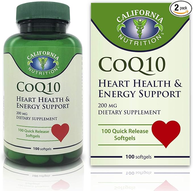 2 Packs CoQ10 200mg Coenzyme Q10 High Absorption Dietary Supplement 100 Counts Softgels Quick Release CO Q 10 Antioxidant for Heart Health Energy Production