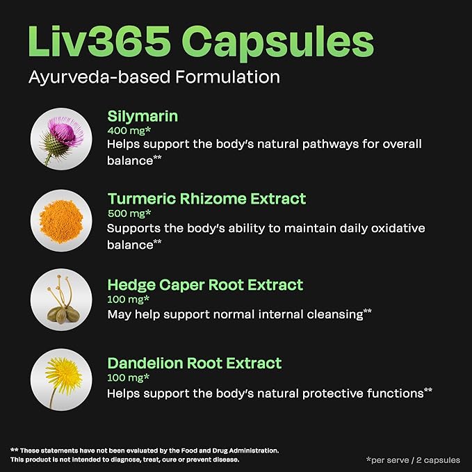 Auric Herbal Liver Support Supplement | Milk Thistle (Silymarin) Turmeric Garlic Ginger for Liver Health | Advanced Detox &amp Cleansing Formula for Active Liver | 60 Capsules