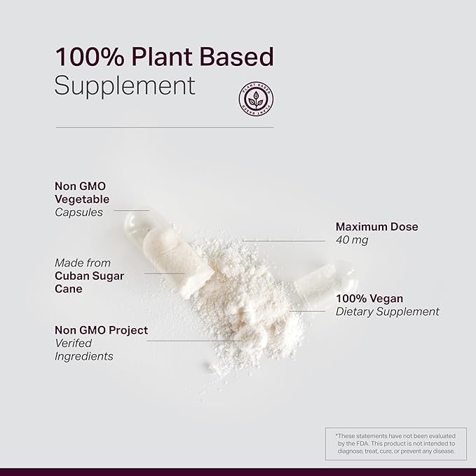 Anew Vitaㅤ Policosanol Supplement - Healthy Lipid Levels Platelet Function &amp Circulation Cuban Sourced Sugarcane 40mg per Serving Non-GMO Gluten-Free - 120 Veggie Capsules Made in USA