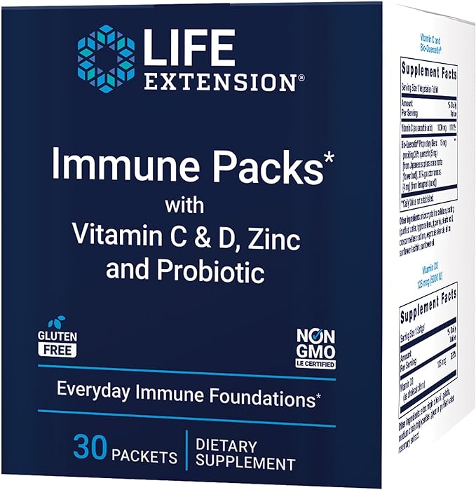 Life Extension - Immune Packs with Vitamin C &amp D Zinc and Probiotic (30 Packs)
