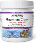 Stress-Relax Magnesium Citrate Drink Mix by Natural Factors Restores Normal Levels of Magnesium &amp Balances Calcium Intake Non-GMO Tropical Flavor 8.8 oz (75 servings)