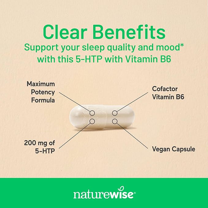 NatureWise (Pack of 2) CoQ10 100mg + Black Pepper High Absorption - 30 Softgels[30-Day Supply] + [1] 5-HTP 200mg + Vitamin B6 - Non-GMO Vegan - 60 Capsules[60-Day Supply]