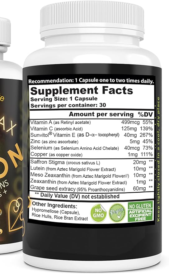 EXIR Eye Vitamins Dietary Supplement – Nutritional Support for Eye Health &amp Everyday Visual Wellness 60 Capsules