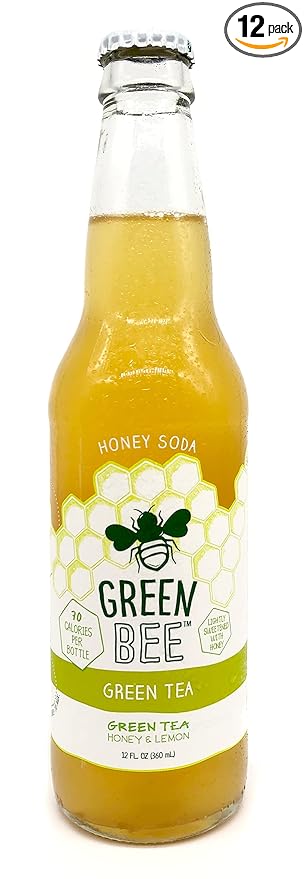 Green Bee Honey Sweetened Soda - Case of 12 (Green Tea)