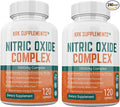 KRK SUPPLEMENTS 2 Bottles Nitric Oxide Complex 3500mg Per Serving L-Arginine HCL AAKG AKG Alpha Ketoglutarate Citrulline Malate 240 Total Capsules