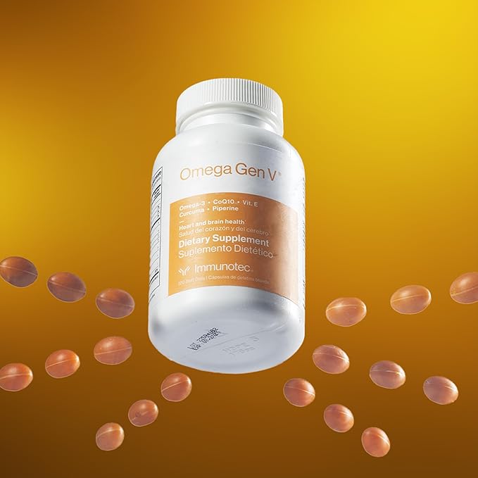 Omega Gen V® 5-in-1 Formula – Omega-3 Fish Oil (1800mg) w/EPA &amp DHA + CoQ10 Turmeric Piperine &amp Vitamin E | Fast Absorbing + Promotes Heart Brain Eye &amp Immune Health | 120 Soft Gels