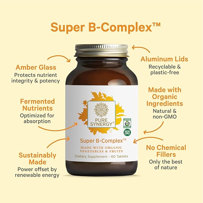 PURE SYNERGY Mood and Adrenal Support Bundle | Mood Support Supplement with Organic Saffron Extract | USDA Organic Vitamin C | Vitamin B Complex Made with Whole Foods | Non-GMO and Vegan