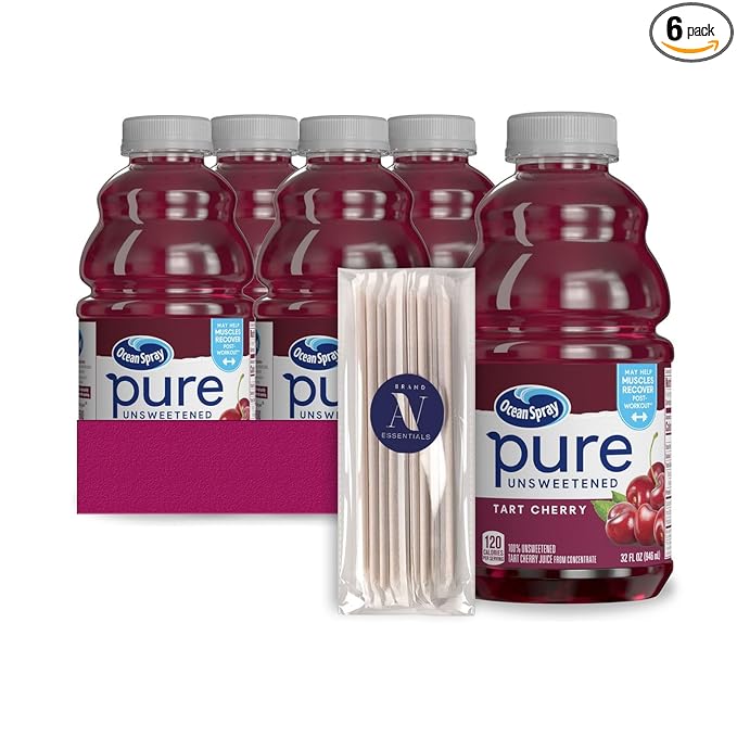 Ocean Spray - Lavinia Essentials Bundle: 6- Pack of Tart Cherry Unsweetened 100% Pure Juice 32 fl oz Plastic Bottles + 1 Utility Prop