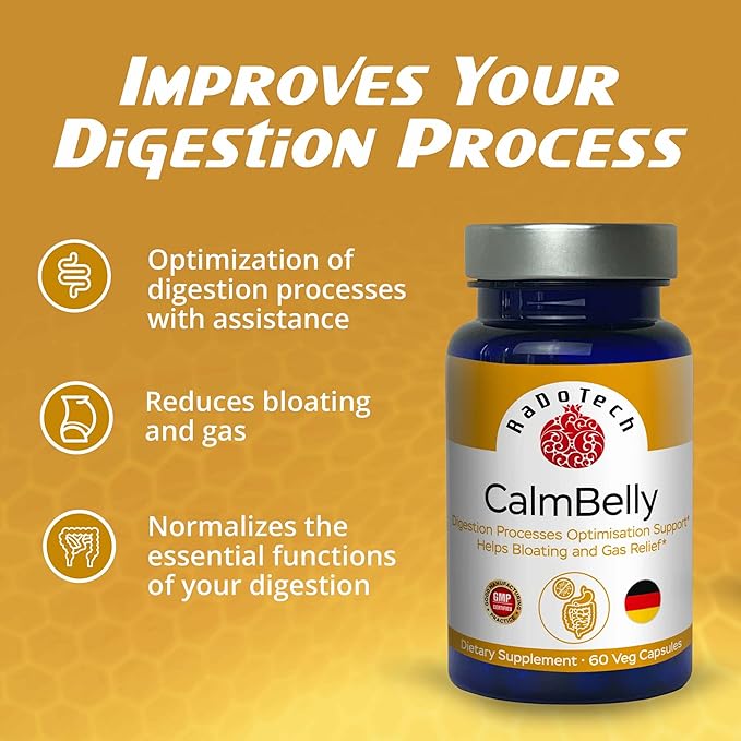 CalmBelly Helps Normalize Digestive Processes Support Active Enzymes Probiotics for Digestive Health Supplements for Women and Men Formula for Overall Wellness 60 Count (Pack of 1)
