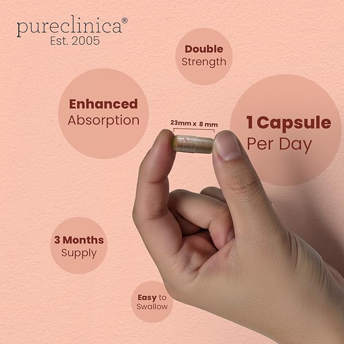 pureclinica 65 Billion CFU Probiotic Supplement x 90 Capsules – 14 Strains with Prebiotics &amp Postbiotics – 3 Month's Supply