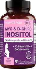 Intimate Rose Myo-Inositol &amp D-Chiro Inositol Supplement for Women - Hormone Balance &amp Ovarian Support for Women - Ideal 40:1 Ratio Vitamin D3 + Ashwagandha