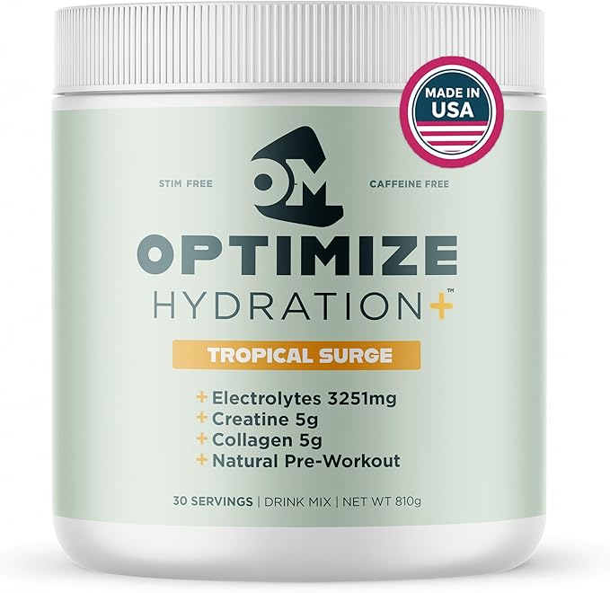 Optimize Minerals Tropical Surge Hydration | All in-One Supplement Pack Ionic Trace Mineral Blend Electrolyte and Micronutrient Support