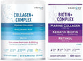 Granions Biotin Keratin Collagen Complex and Marine Collagen Lemon Powder Hair Growth and Beauty Bundle