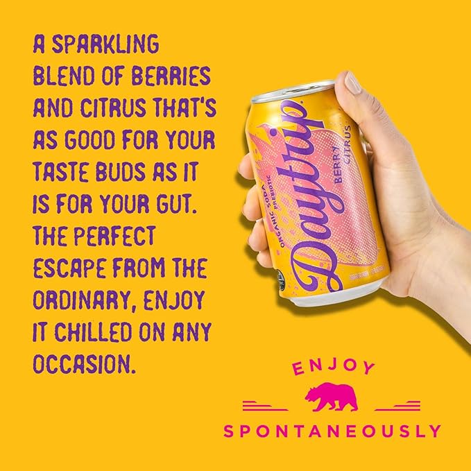 Daytrip Soda Prebiotic Berry Citrus 12 fl oz (Pack of 12)