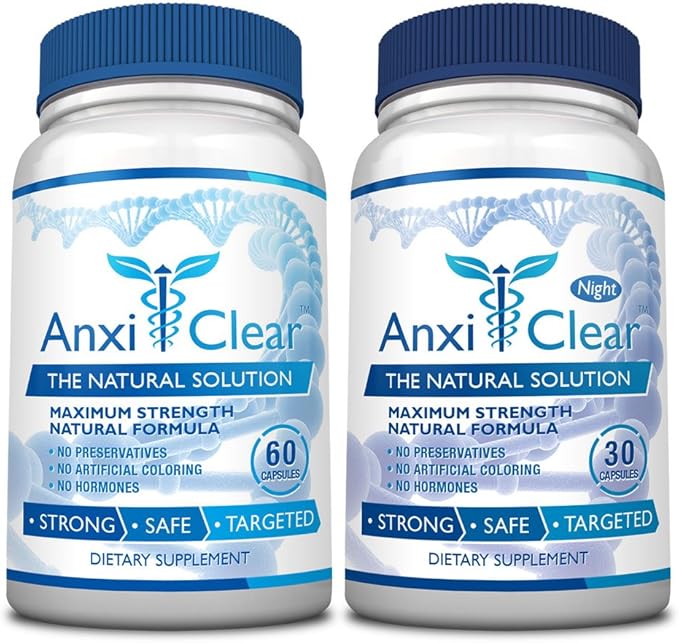 Consumer Health AnxiClear - Boosts Mood Calms The Mind Elevates Serotonin Levels - 5-HTP L-thianine - 1 Day + 1 Night