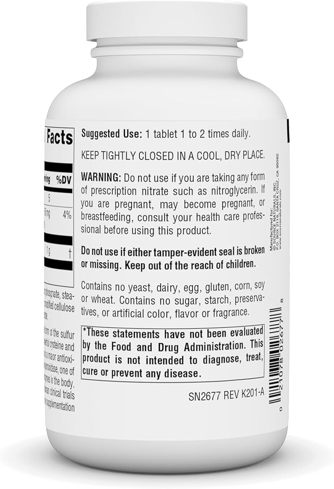 Source Naturals N-Acetyl Cysteine Antioxidant Support Dietary Supplement that Supports Respiratory Health* 1000 mg - 180 Tablets