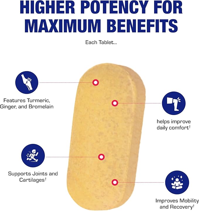 Pro ENZ Joint Support Supplement - Clinical Formula Turmeric Boswellia Supplement for Joint &amp Cartilage Mobility and Comfort Support Plus Eicosanoid Management with Proteolytic Enzymes (120 Servin
