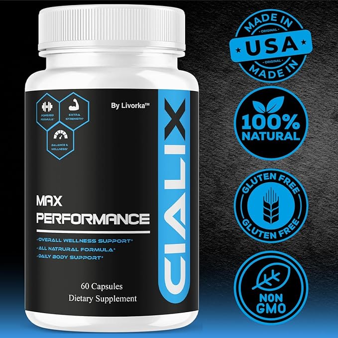 Cialix Pills for Men Official Cialix Premium Advanced Formula Supplement Capsules - Maximum Strength Natural Cialix Vitamin Support for Overall Health &amp Wellness 60 Capsules for 1 Month