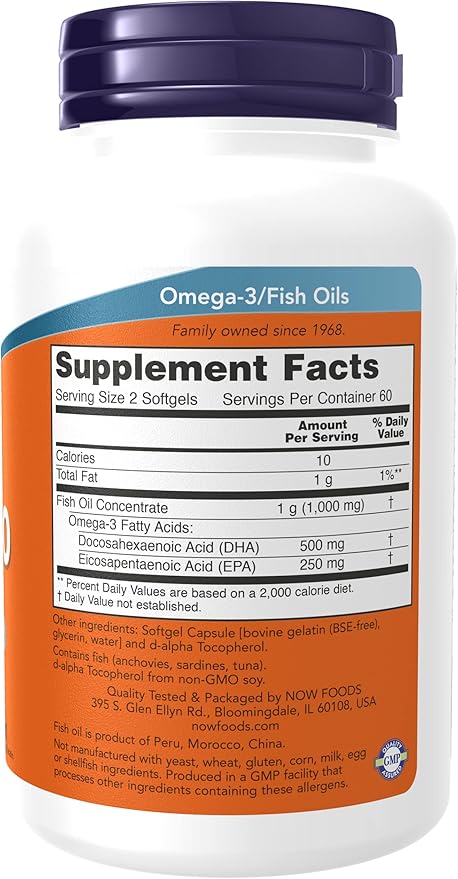 NOW Foods DHA-250 50% DHA 120 Softgels (Pack of 2)